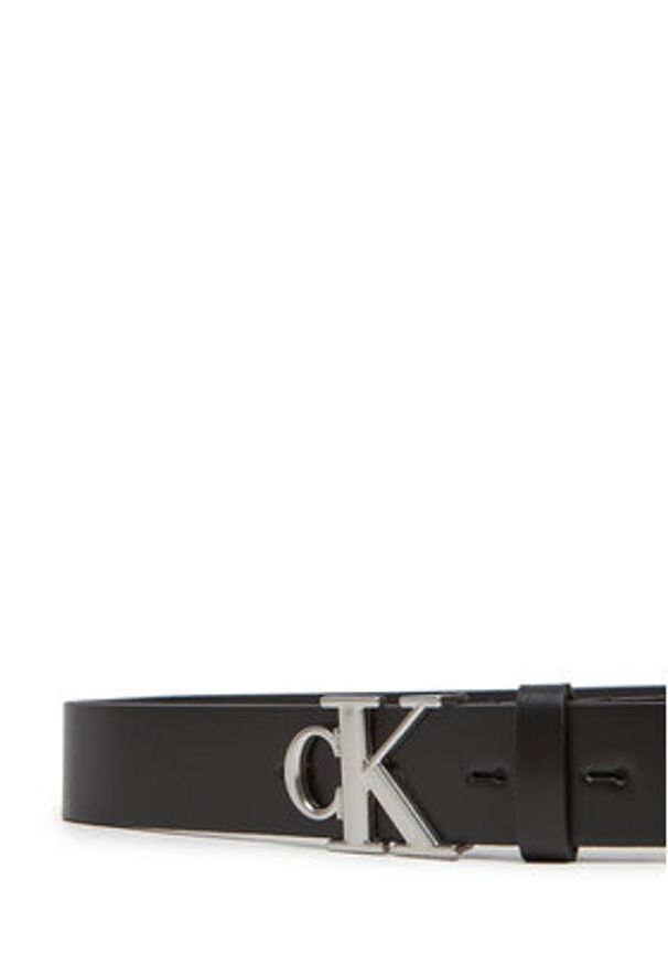 Calvin Klein Pasek Damski Monogram Plaque Buckle 30Mm LV04K7018G Czarny. Kolor: czarny. Materiał: skóra
