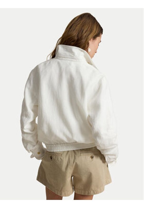 Polo Ralph Lauren Kurtka przejściowa 211938915007 Biały Relaxed Fit. Typ kołnierza: polo. Kolor: biały. Materiał: len