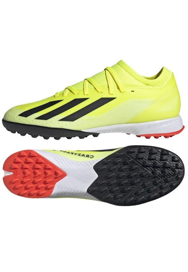 Adidas - Buty adidas X Crazyfast League Tf M IF0698 żółte. Kolor: żółty. Materiał: materiał, syntetyk, guma. Szerokość cholewki: normalna