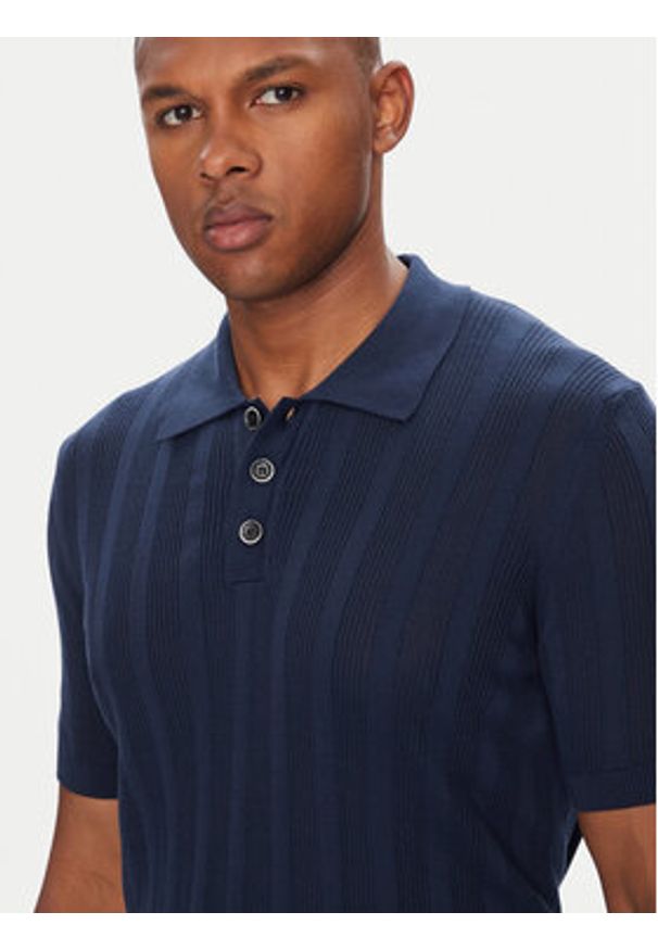 Baldessarini Polo B4 50024.5232 Granatowy Slim Fit. Typ kołnierza: polo. Kolor: niebieski. Materiał: bawełna