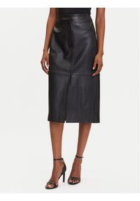 BOSS Spódnica skórzana Sekina 50543188 Czarny Regular Fit. Kolor: czarny. Materiał: skóra