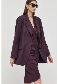 Patrizia Pepe marynarka kolor fioletowy jednorzędowa gładka. Okazja: na co dzień. Kolor: fioletowy. Materiał: materiał. Wzór: gładki. Styl: casual, klasyczny #2