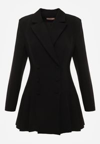 Born2be - Czarna Sukienka o Kroju Marynarki VICES z Poduszkami w Ramionach Serlina. Okazja: na co dzień. Kolor: czarny. Styl: elegancki, klasyczny, casual #4