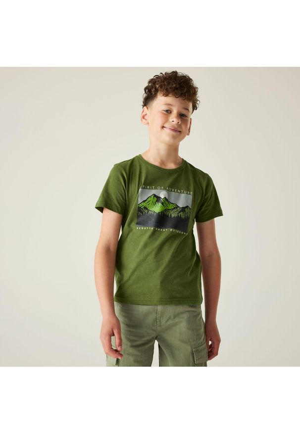 Regatta - Koszulka turystyczna dziecięca Bosley V. Kolor: zielony. Sport: turystyka piesza