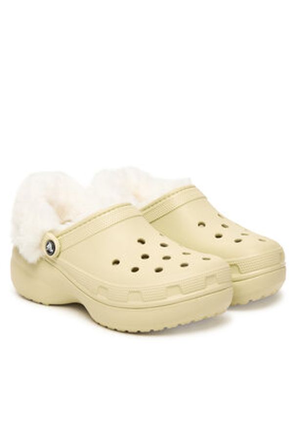 Crocs Klapki Classic Platform Fuzz Lined Clog 212854 Beżowy. Kolor: beżowy. Obcas: na platformie