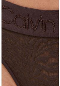 Calvin Klein Underwear stringi kolor brązowy z koronki. Kolor: brązowy. Materiał: koronka. Wzór: koronka #3
