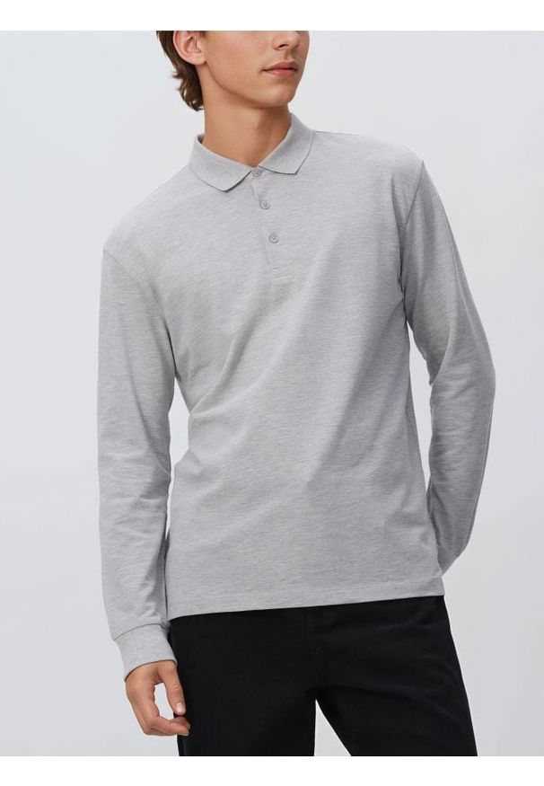 Reserved - Koszulka polo z długim rękawem - jasnoszary. Typ kołnierza: polo. Kolor: szary. Materiał: dzianina, bawełna. Długość rękawa: długi rękaw. Długość: długie
