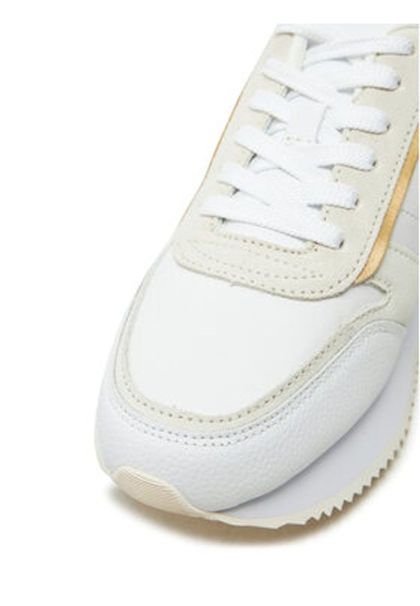 TOMMY HILFIGER - Tommy Hilfiger Sneakersy Lux Monogram Runner FW0FW08387 Biały. Kolor: biały. Materiał: skóra