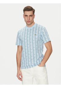 Lacoste T-Shirt TH2831 Błękitny Regular Fit. Kolor: niebieski. Materiał: bawełna