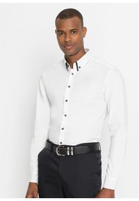 bonprix - Koszula biznesowa z czystej bawełny, długi rękaw. Okazja: na spotkanie biznesowe. Kolor: biały. Materiał: bawełna. Długość rękawa: długi rękaw. Długość: długie. Styl: biznesowy #1