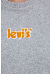Levi's® - Levi's T-shirt bawełniany kolor szary. Okazja: na spotkanie biznesowe, na co dzień. Kolor: szary. Materiał: bawełna. Wzór: aplikacja. Styl: biznesowy, casual #5