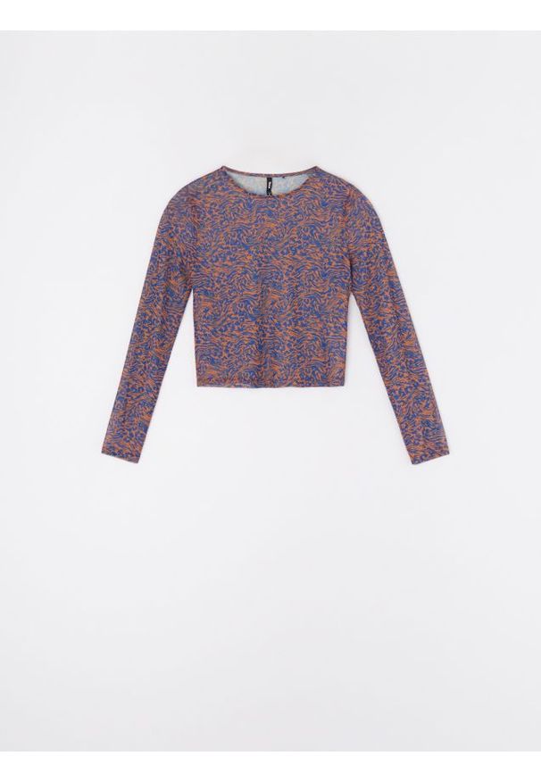 Sinsay - Wzorzysta bluzka typu crop z długim rękawem - wielobarwny. Długość rękawa: długi rękaw. Długość: długie