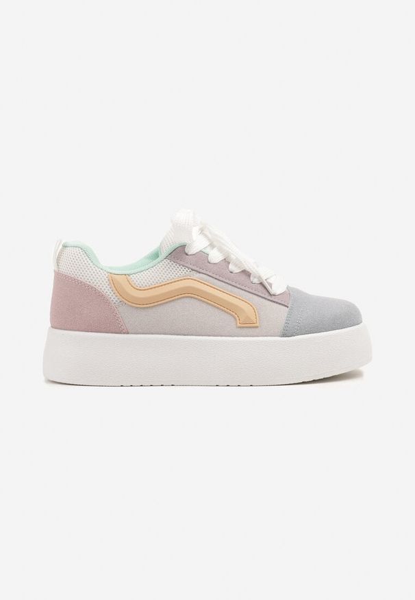 Born2be - Niebiesko-Fioletowe Sneakersy w Stylu Klasycznych Tenisówek na Platformie Nurimea. Okazja: na co dzień. Kolor: niebieski. Materiał: jeans. Obcas: na platformie