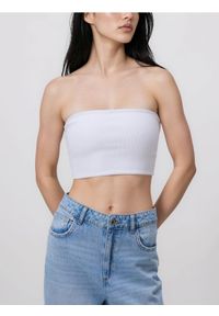 Reserved - Top bandeau - biały. Kolor: biały. Materiał: bawełna, dzianina
