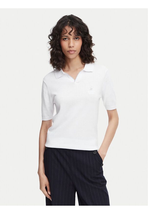 Beverly Hills Polo Club Polo P-SS26W-M550273 Biały Regular Fit. Typ kołnierza: polo. Kolor: biały. Materiał: bawełna
