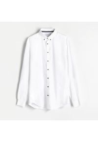 Reserved - Koszula regular fit z domieszką lnu - Biały. Kolor: biały. Materiał: len