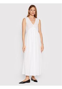 Max Mara Beachwear Sukienka letnia Volante 32210128 Biały Regular Fit. Kolor: biały. Materiał: bawełna. Sezon: lato #1