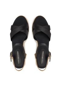 TOMMY HILFIGER - Tommy Hilfiger Espadryle Satin High Wedge Espadrille FW0FW08602 Czarny. Kolor: czarny. Materiał: materiał