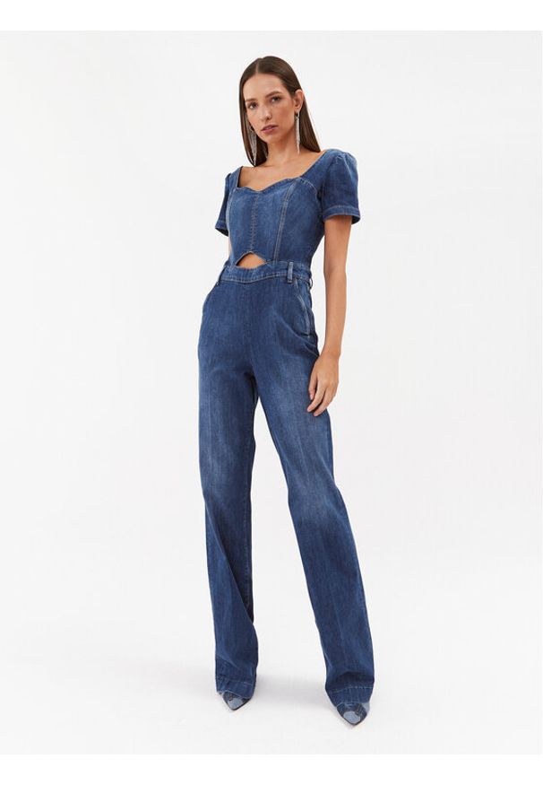 Guess Kombinezon W3YD53 D4H77 Granatowy Regular Fit. Kolor: niebieski. Materiał: jeans
