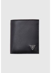 Guess - GUESS Czarny portfel męski Milano Bifold. Kolor: czarny. Materiał: skóra