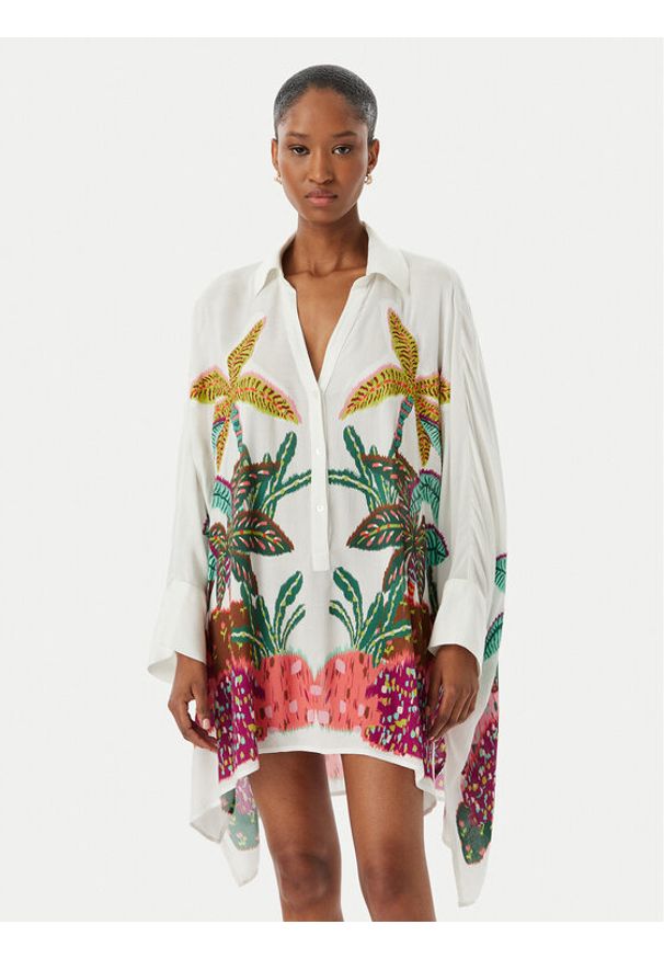 LOLA CASADEMUNT Sukienka koszulowa LS2615014 Biały Oversize. Kolor: biały. Materiał: wiskoza. Typ sukienki: koszulowe, oversize