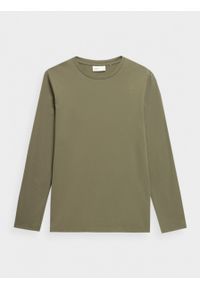 outhorn - Longsleeve gładki męski - khaki. Okazja: na co dzień. Kolor: brązowy. Materiał: bawełna, jersey. Długość rękawa: długi rękaw. Wzór: gładki. Styl: casual, klasyczny #1