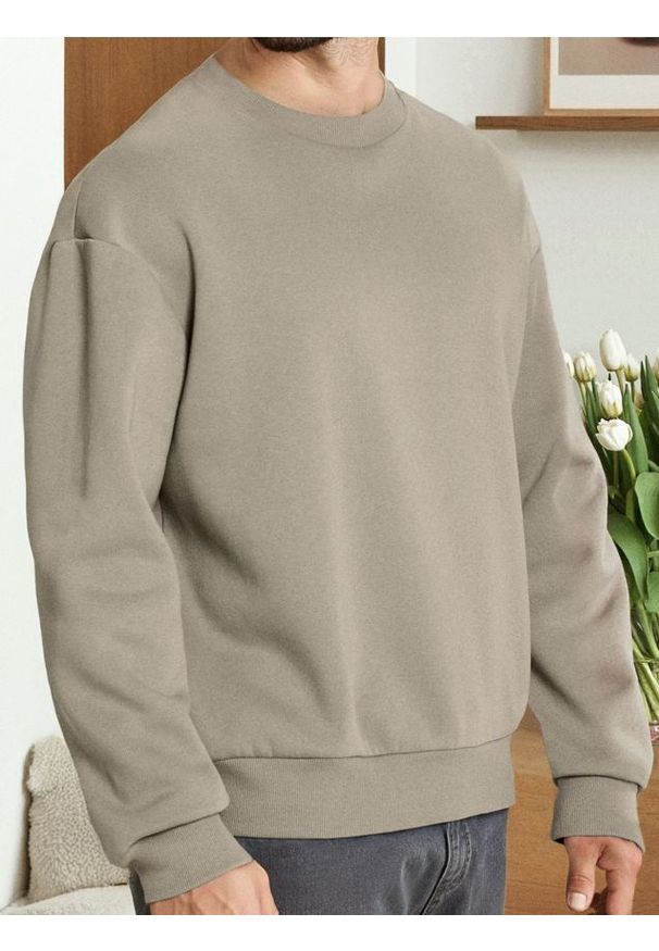 Sinsay - Bluza basic comfort fit - beżowy. Kolor: beżowy