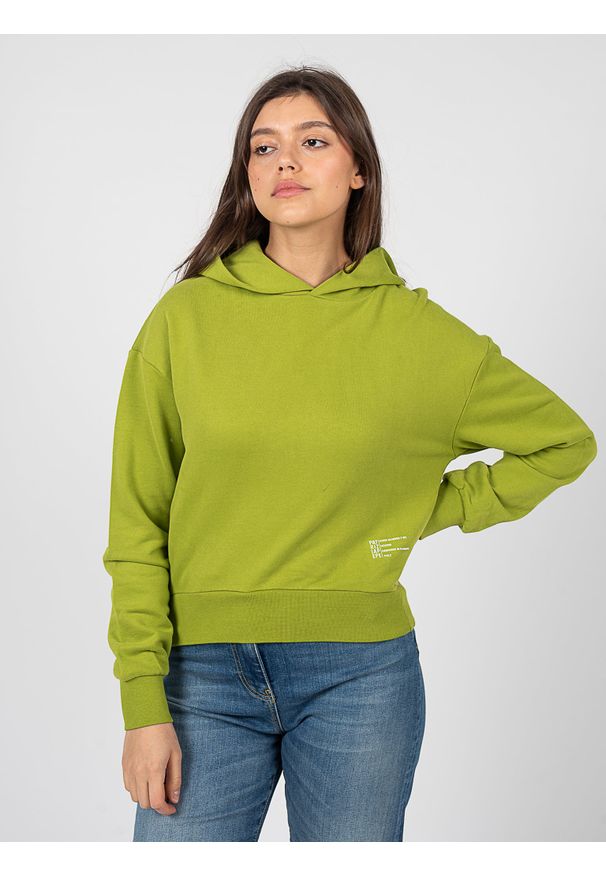 Patrizia Pepe Bluza | 1M3980J01G | Kobieta | Zielony. Okazja: na co dzień. Typ kołnierza: kaptur. Kolor: zielony. Materiał: bawełna. Wzór: jednolity. Styl: casual, sportowy, klasyczny