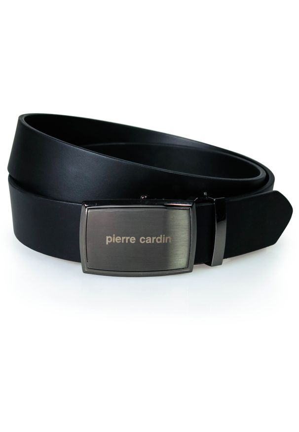 Czarny pasek Pierre Cardin z automatyczną klamrą PC31. Kolor: czarny. Materiał: skóra, jeans. Wzór: paski. Styl: elegancki