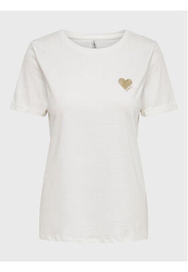 only - ONLY T-Shirt Kita 15244714 Biały Regular Fit. Kolor: biały. Materiał: bawełna
