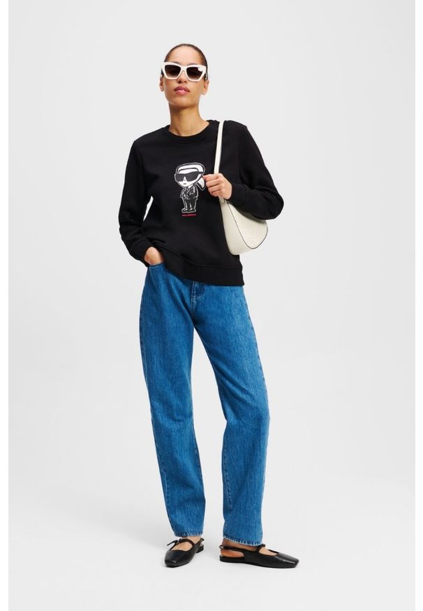 Karl Lagerfeld - KARL LAGERFELD Czarna damska bluza Ikon Sketch, Rozmiar XS. Kolor: czarny
