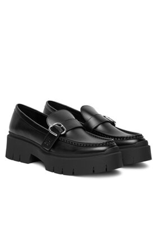 Hugo - HUGO Loafersy 50548196 Czarny. Kolor: czarny. Materiał: skóra