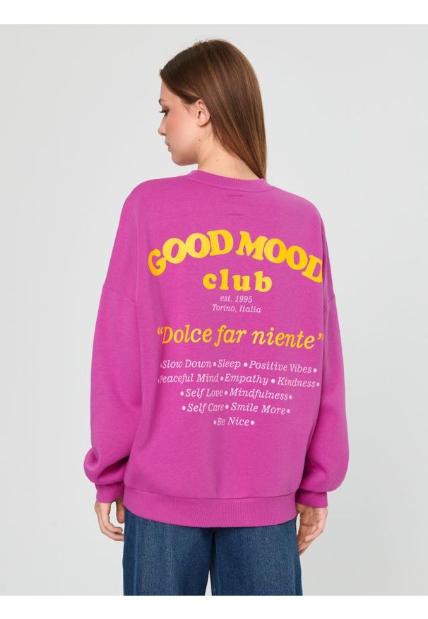 Sinsay - Bluza z haftem - fioletowy. Kolor: fioletowy. Wzór: haft