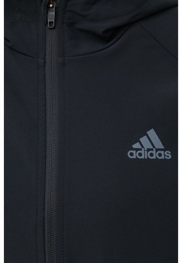 adidas Performance kurtka do biegania Fast Radically kolor czarny przejściowa. Kolor: czarny. Materiał: materiał, skóra, tkanina. Wzór: ze splotem