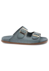 Niebieskie Klapki Hee Skórzane Obuwie Damskie. Okazja: na co dzień. Kolor: niebieski. Materiał: skóra. Sezon: lato. Styl: casual, wakacyjny #4