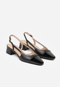 Born2be - Czarne Eleganckie Sandały na Klockowym Obcasie z Lakierowanym Noskiem Brizthine. Okazja: na co dzień, do pracy, na spotkanie biznesowe. Zapięcie: pasek. Kolor: czarny. Materiał: lakier. Obcas: na obcasie. Styl: elegancki. Wysokość obcasa: średni #2