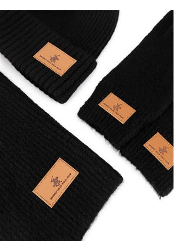 Beverly Hills Polo Club Zestaw czapka, szalik i rękawiczki BHPC-MC-001-AW24 Czarny. Kolor: czarny. Materiał: poliester
