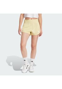 Adidas - Szorty Pacer Essentials Knit High-Rise. Kolor: żółty, biały, wielokolorowy. Materiał: materiał
