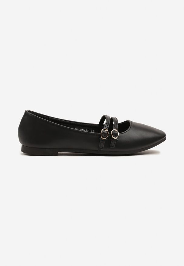 Renee - Czarne Balerinki w Stylu Mary Jane z Paseczkami Davinara. Okazja: na co dzień. Nosek buta: okrągły. Kolor: czarny. Materiał: jeans. Obcas: na obcasie. Styl: klasyczny, elegancki, casual. Wysokość obcasa: niski