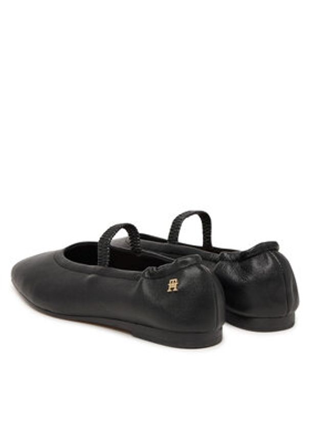 TOMMY HILFIGER - Tommy Hilfiger Baleriny Soft Leather Ellastic Ballerina FW0FW09245 Czarny. Kolor: czarny. Materiał: skóra