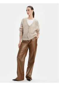 Weekend Max Mara Spodnie z imitacji skóry Brezza 2415131141 Brązowy Wide Leg. Kolor: brązowy. Materiał: skóra