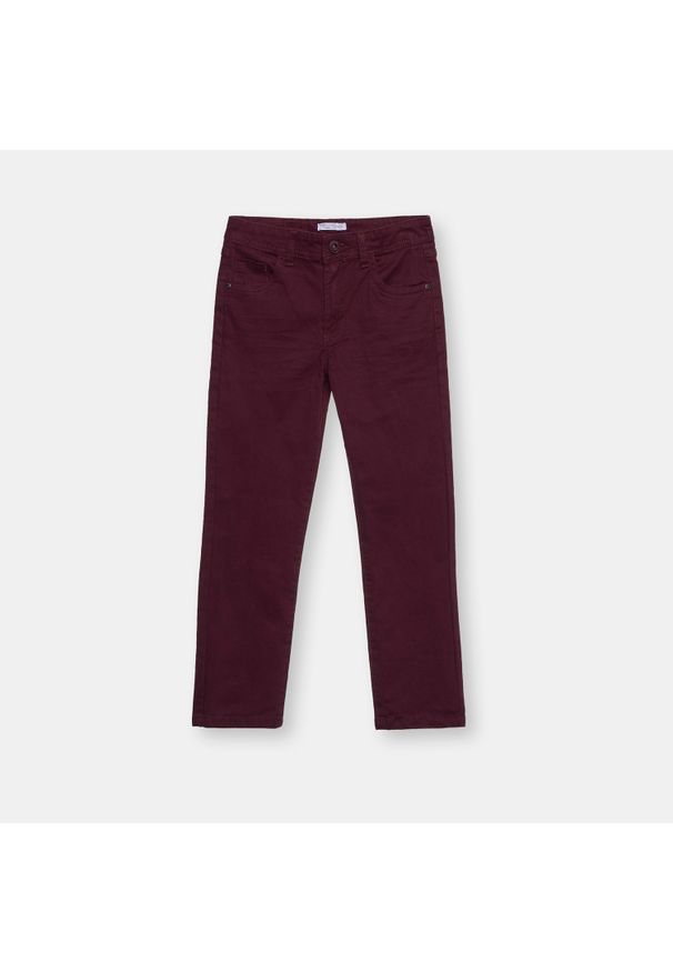 Sinsay - Bawełniane jeansy z prostą nogawką - Bordowy. Kolor: czerwony