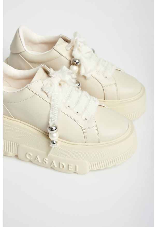 Casadei - Sneakersy damskie skórzane CASADEI. Materiał: skóra