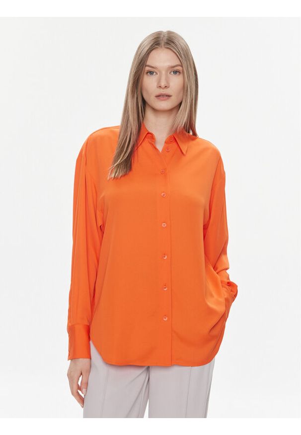 Calvin Klein Koszula K20K206777 Pomarańczowy Relaxed Fit. Kolor: pomarańczowy. Materiał: syntetyk