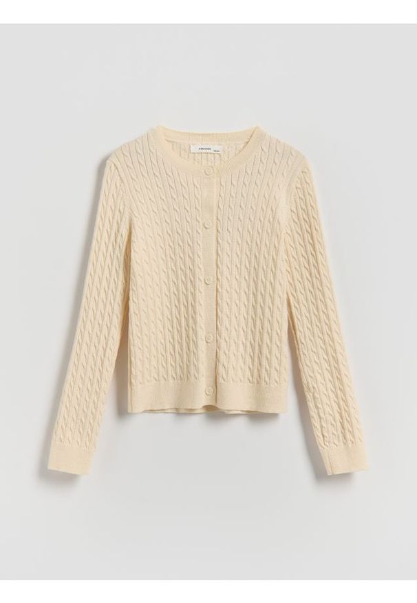 Reserved - Dzianinowy kardigan - złamana biel. Materiał: dzianina