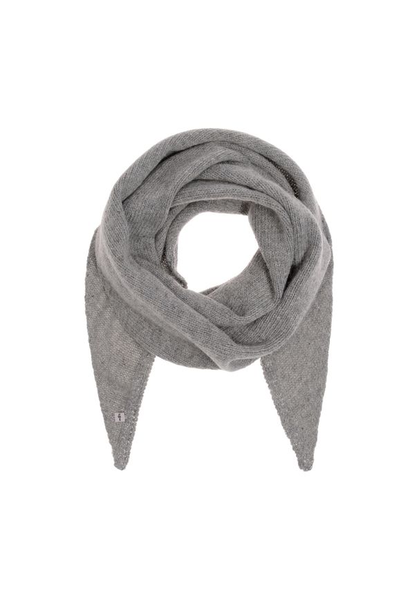 Ochnik - Szalik damski. Kolor: szary. Materiał: wełna. Wzór: aplikacja