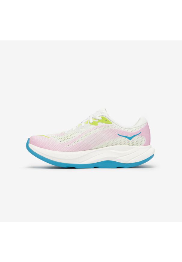 Hoka One One - Buty do biegania damskie Hoka Rincon 4. Kolor: biały, różowy, wielokolorowy. Materiał: kauczuk, żakard, materiał. Szerokość cholewki: normalna