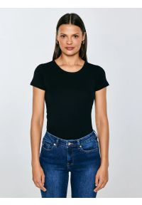 Big-Star - Koszulka damska slim z bawełny supima czarna Supiclassica 906. Kolor: czarny. Materiał: bawełna. Długość: długie. Styl: klasyczny #1