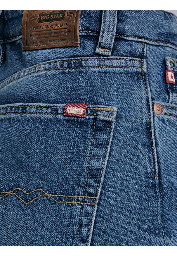 Big-Star - Jeansy damskie z szeroką nogawką niebieskie Atrea 389. Okazja: na co dzień. Stan: podwyższony. Kolor: niebieski. Styl: casual, klasyczny, vintage, elegancki