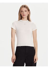 Guess T-Shirt W5BP07 KCGM2 Écru Slim Fit. Kolor: kremowy. Materiał: syntetyk #1